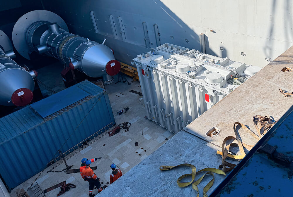 Detail of heavy transformers and other components