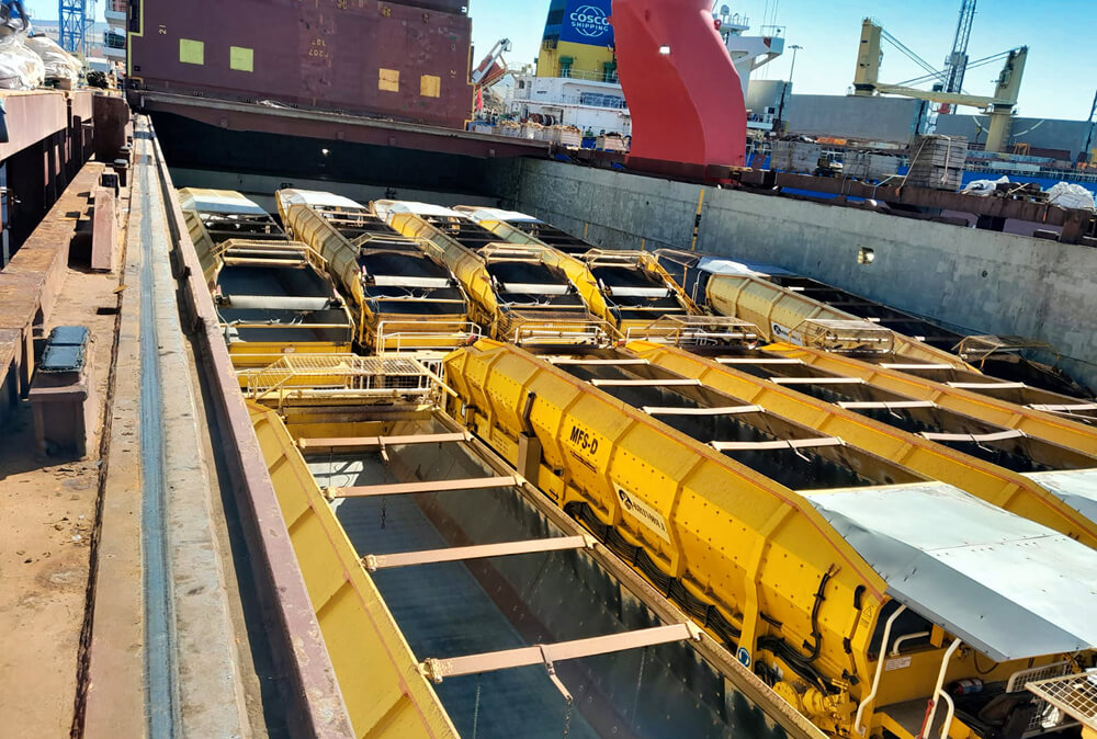 Rail Machines stored in a cargo ship