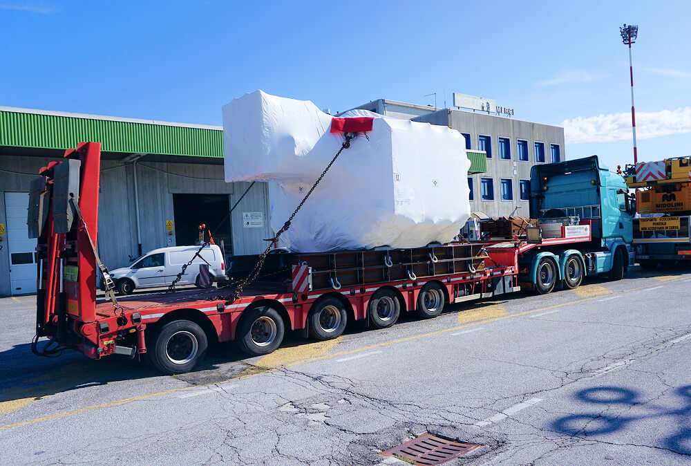 Heavy motors loaded on truck