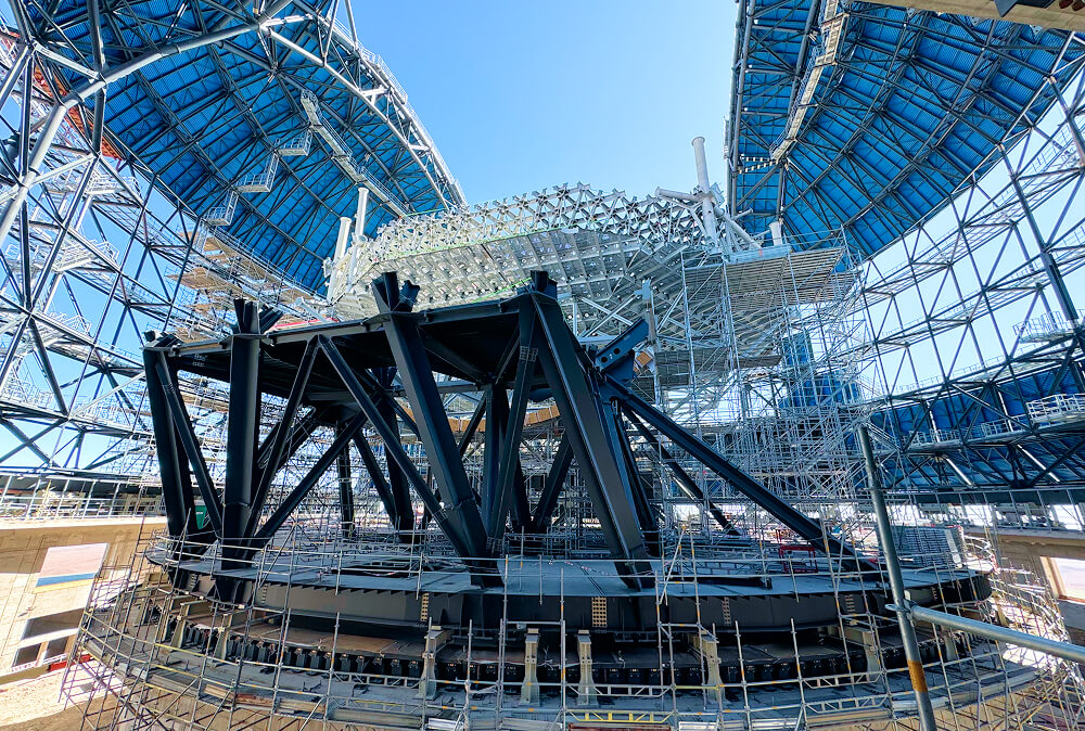 Telescope under construction with components successfully delivered